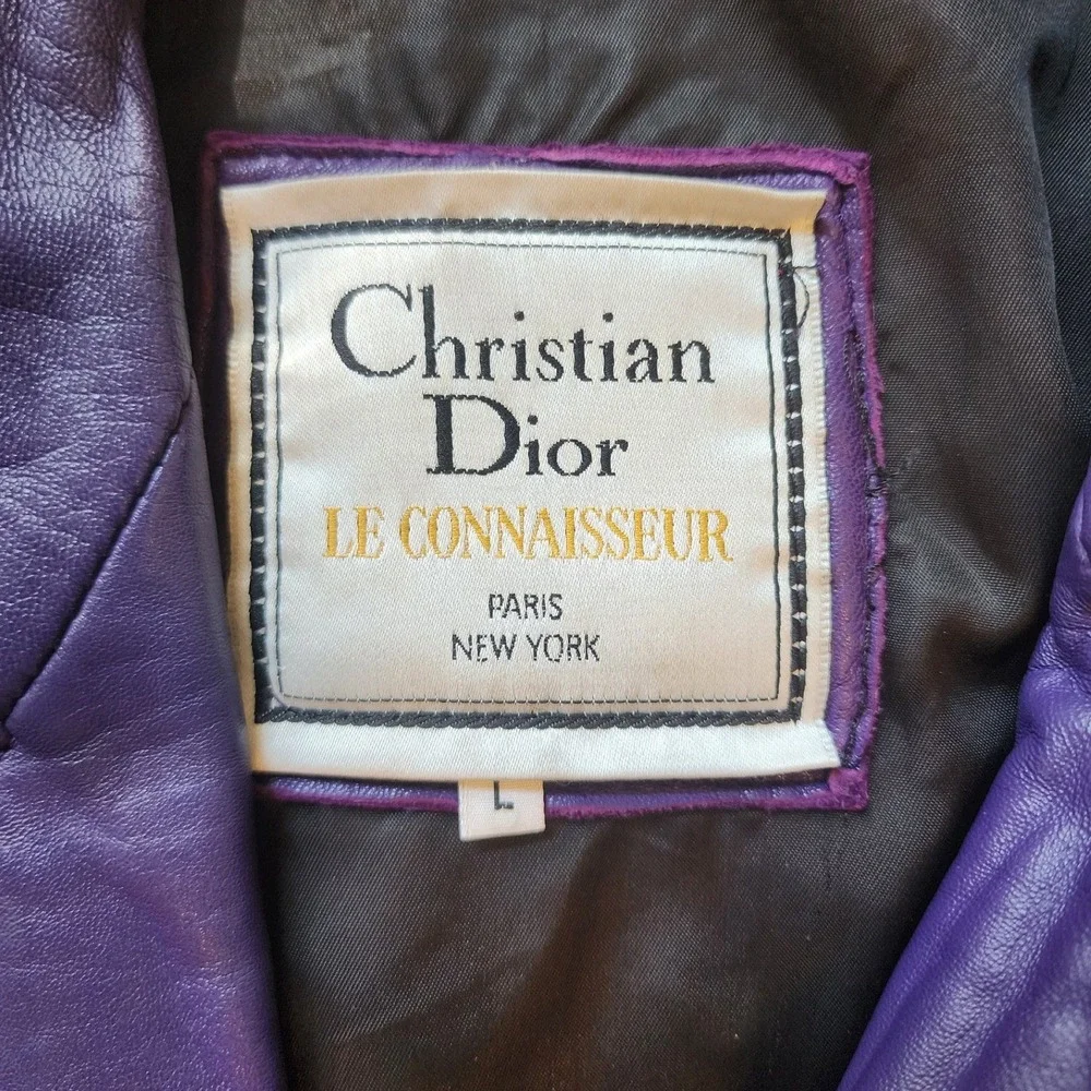 ✨️VTG Christian Dior Purple Lambskin Leather Blazer Coat L Rare Y2K streetwear